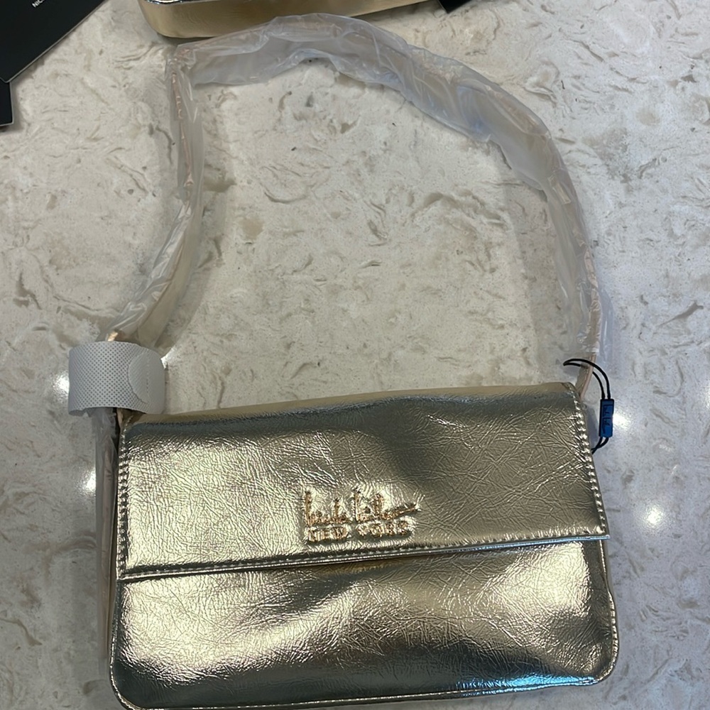 NWT gold Nicole miller bag